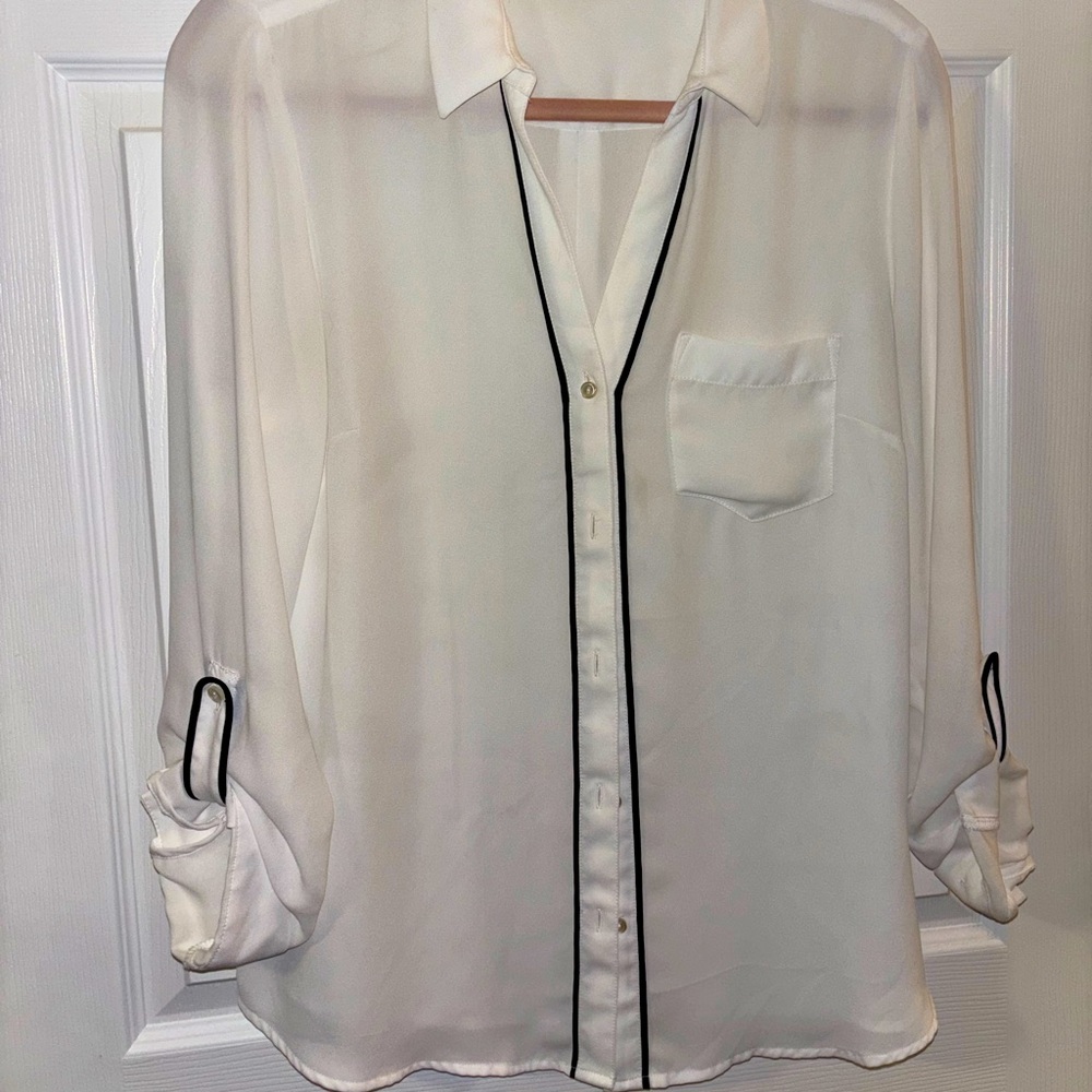 Dress shirt - white button up with black trim